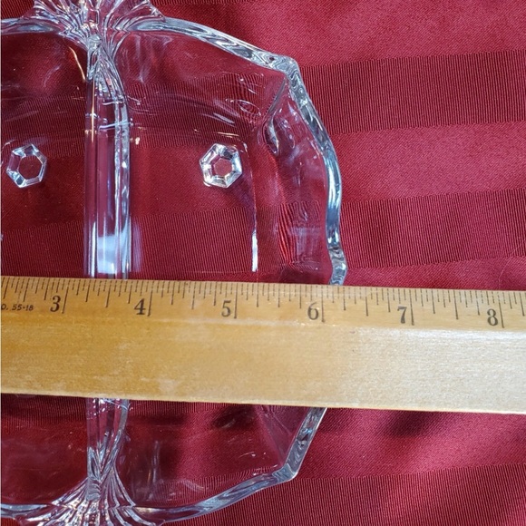 UV Reactive Vtg Fostoria Baroque Clear Glass Divided Handled Serving Bowl Dish - Picture 6 of 9